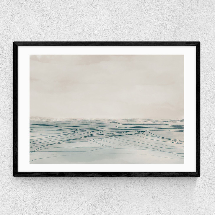 Still Sea Narrow Black Frame