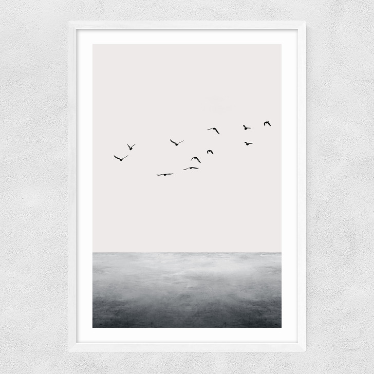 The Ocean Narrow White Frame