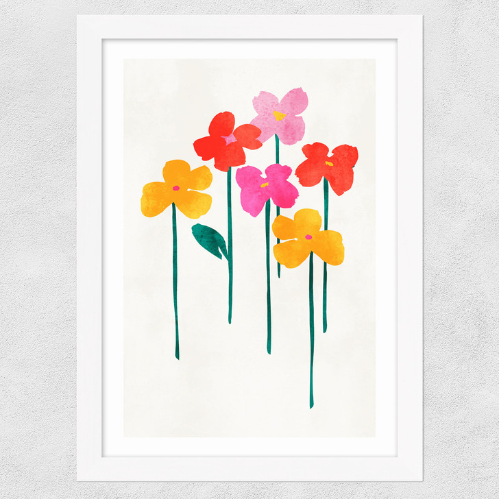 Little Happy Flowers Wide White Frame