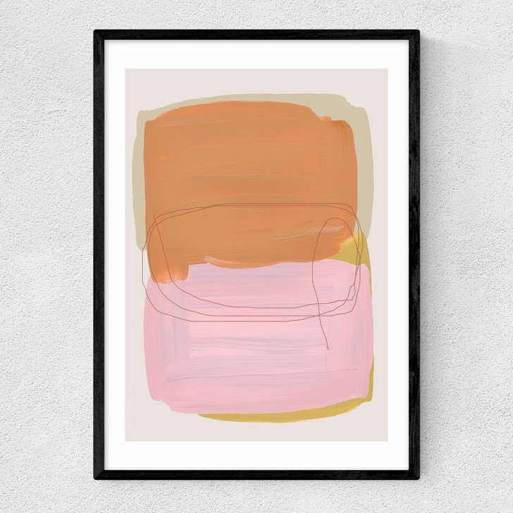 Abstract Brush Strokes 121 Narrow Black Frame