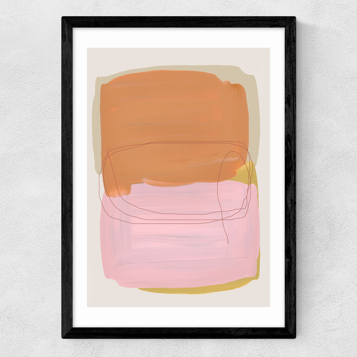 Abstract Brush Strokes 121 Medium Black Frame