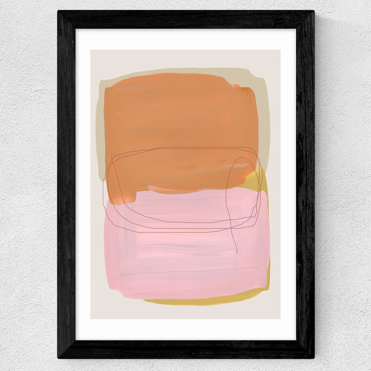 Abstract Brush Strokes 121 Wide Black Frame