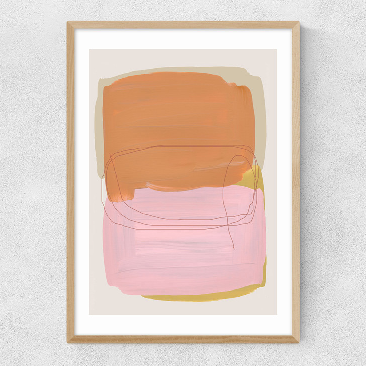 Abstract Brush Strokes 121 Narrow Oak Frame