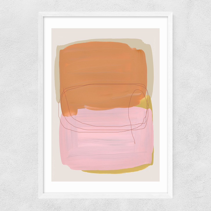 Abstract Brush Strokes 121 Narrow White Frame