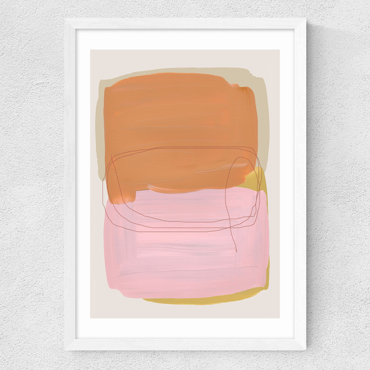 Abstract Brush Strokes 121 Medium White Frame