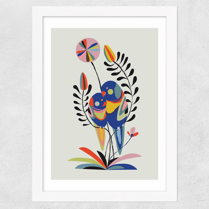 Rainbow Lorikeet Wide White Frame