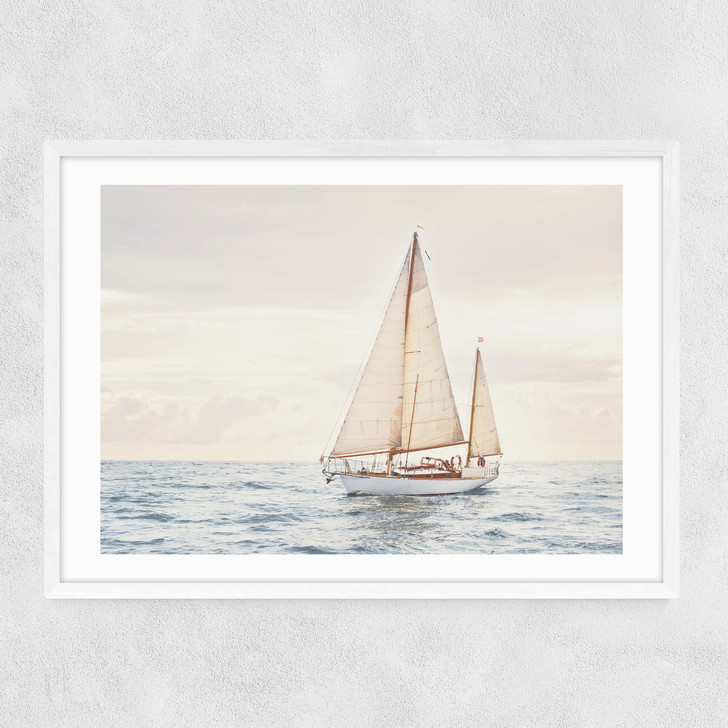 Sailboat Narrow White Frame