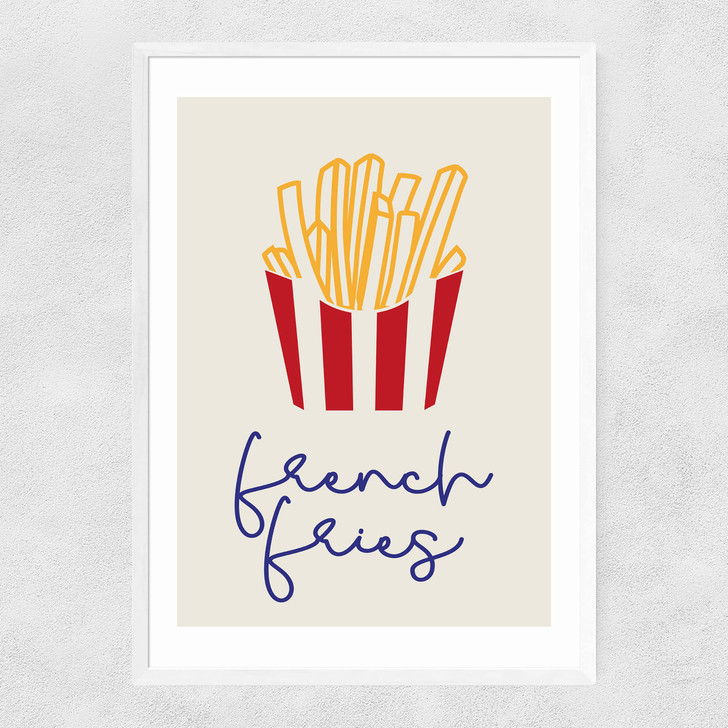 French Fries Narrow White Frame