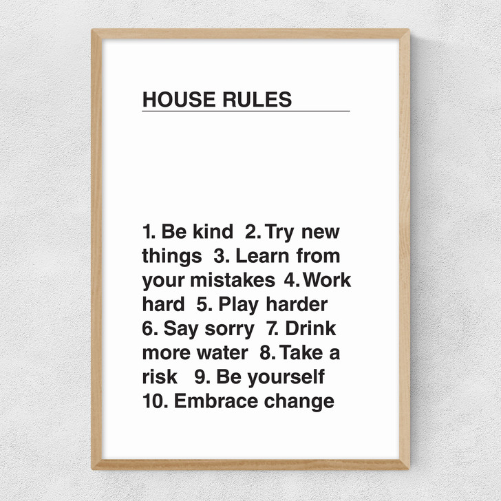 House Rules Narrow Oak Frame