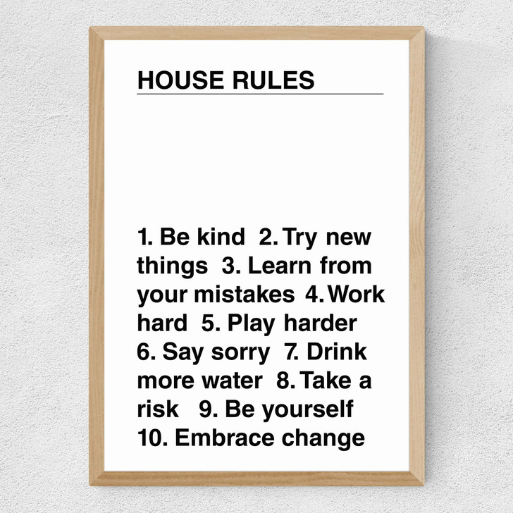 House Rules Medium Oak Frame