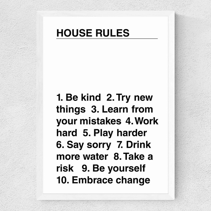 House Rules Medium White Frame