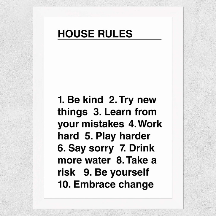 House Rules Wide White Frame