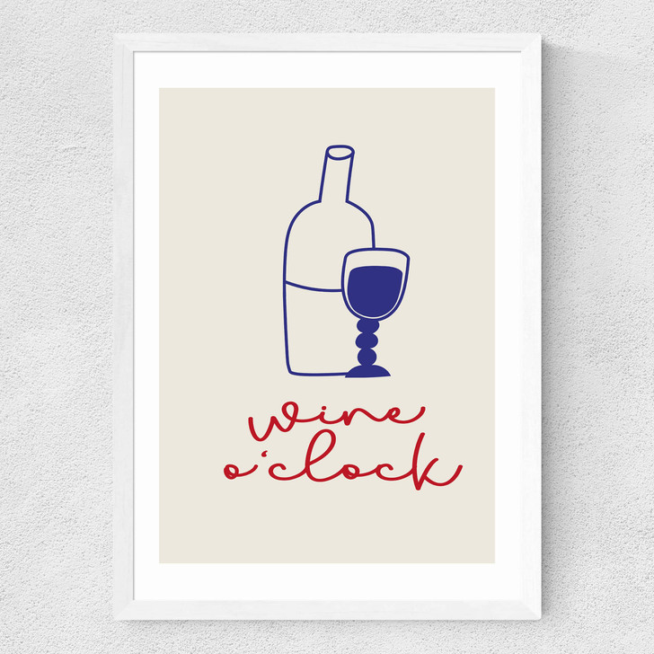 Wine O'Clock Medium White Frame