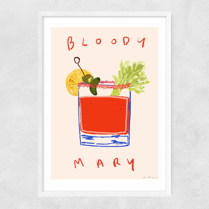 Bloody Mary Cocktail Narrow White Frame