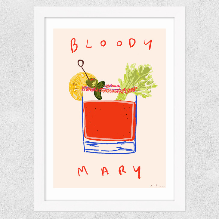 Bloody Mary Cocktail Wide White Frame