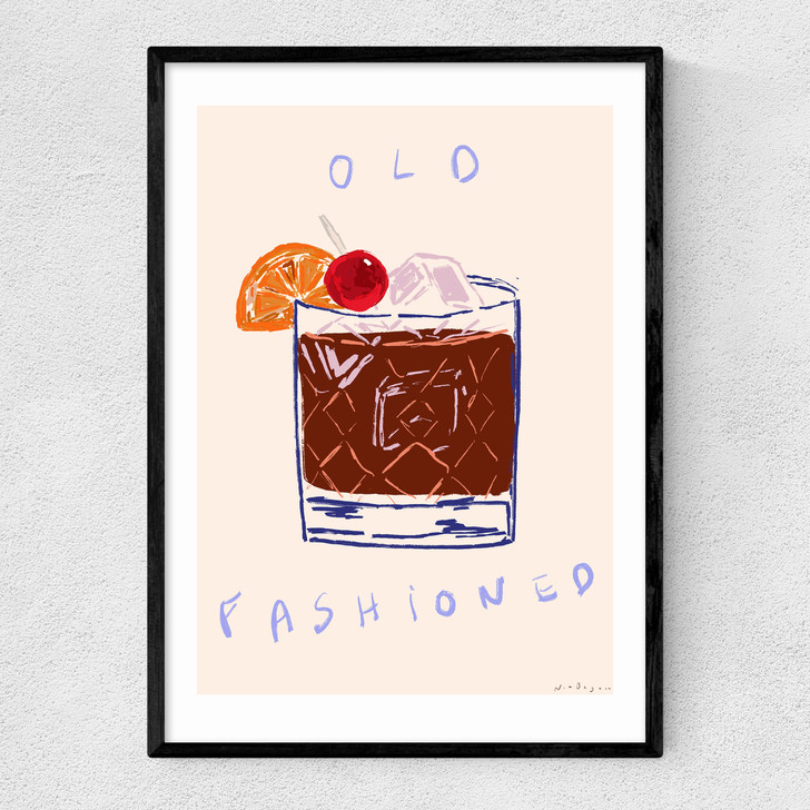 Old Fashioned Cocktail Narrow Black Frame