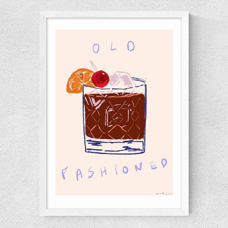 Old Fashioned Cocktail Medium White Frame