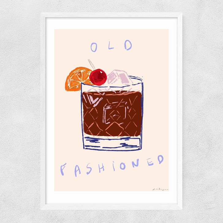 Old Fashioned Cocktail Narrow White Frame
