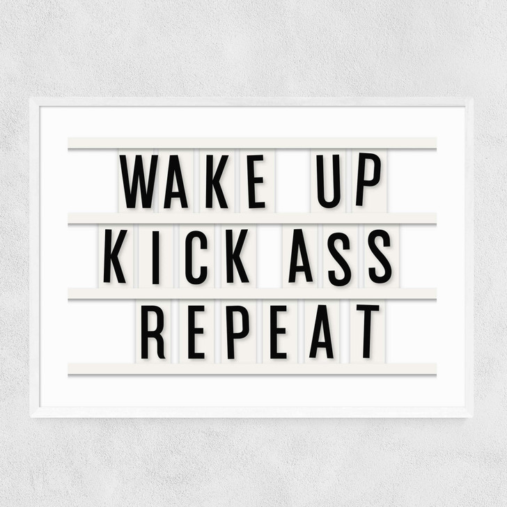 Kick Ass Repeat Narrow White Frame