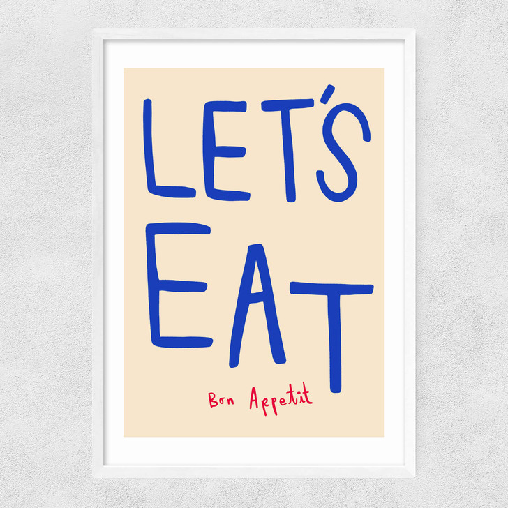 Let's Eat Narrow White Frame