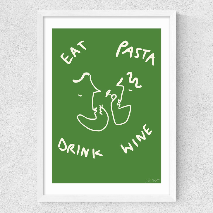 Eat Pasta Drink Wine Medium White Frame