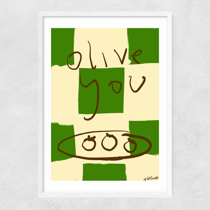 Olive You Narrow White Frame
