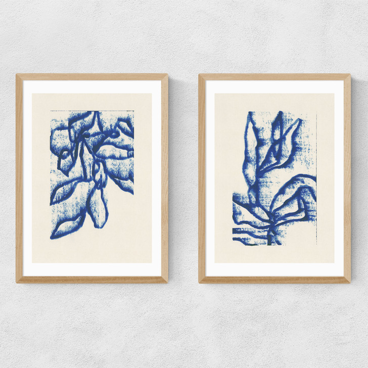 Wind Among the Branches Diptych Narrow Oak Frame