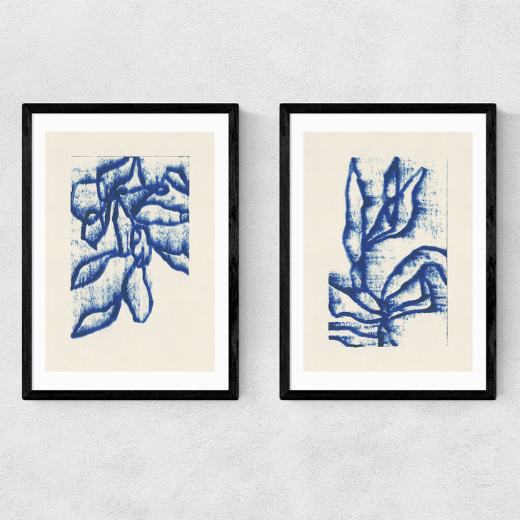 Wind Among the Branches Diptych Narrow Black Frame