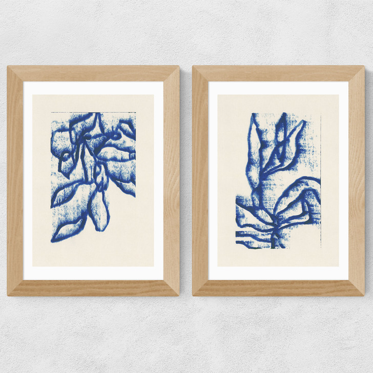 Wind Among the Branches Diptych Wide Oak Frame