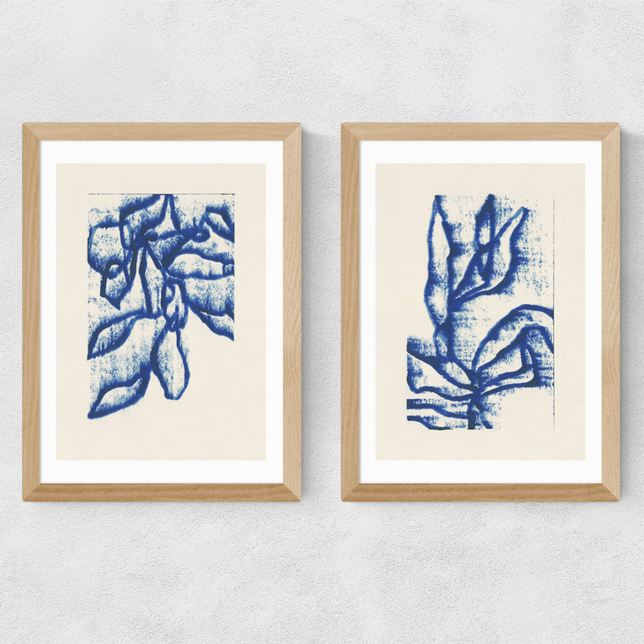 Wind Among the Branches Diptych Medium Oak Frame