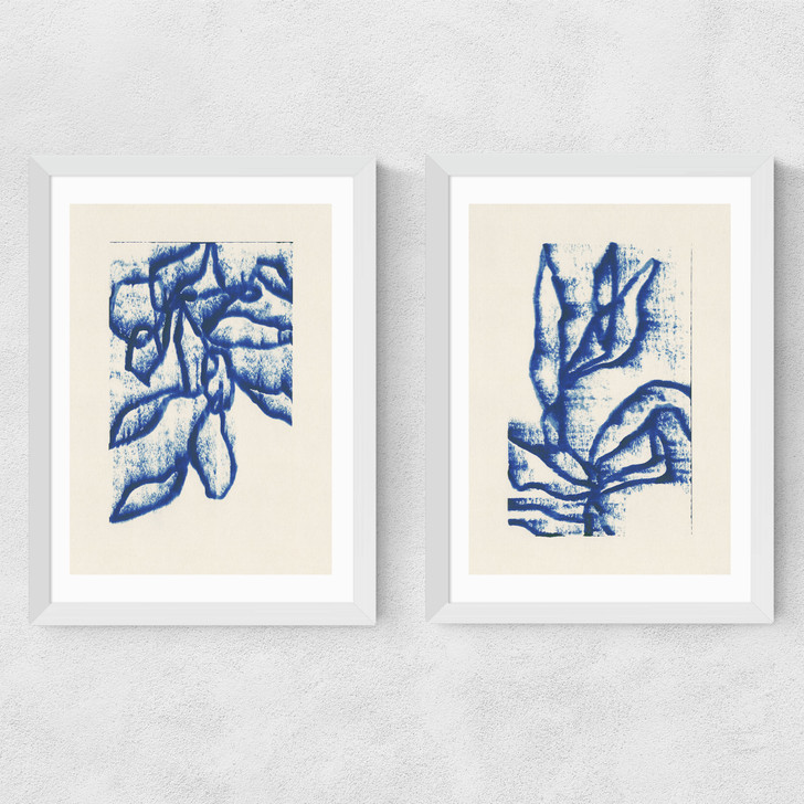Wind Among the Branches Diptych Medium White Frame