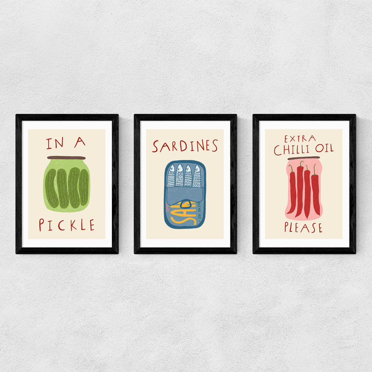 Kitchen Pantry Triptych Medium Black Frame