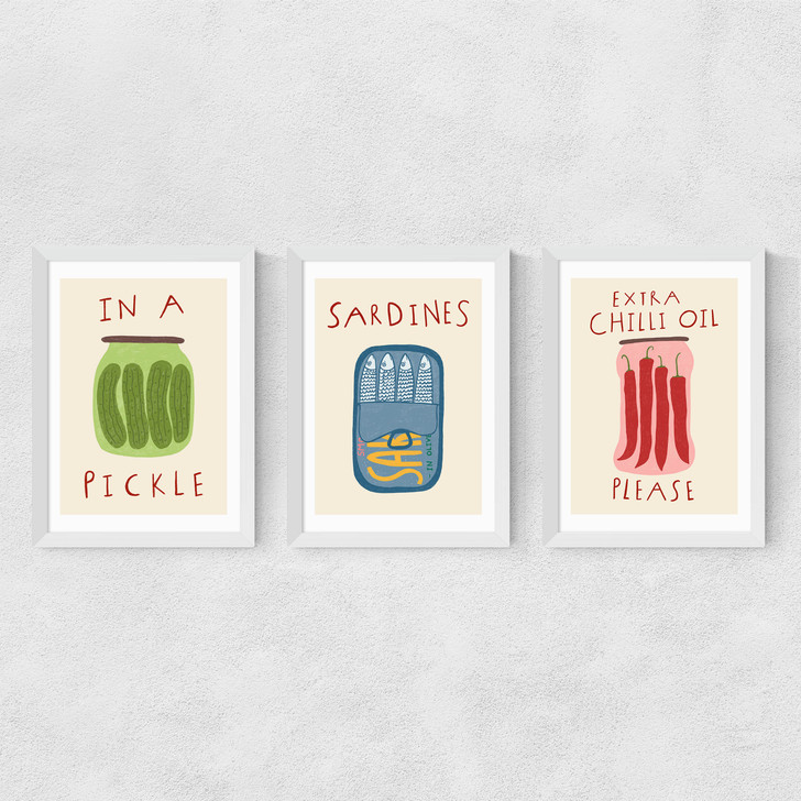 Kitchen Pantry Triptych Medium White Frame