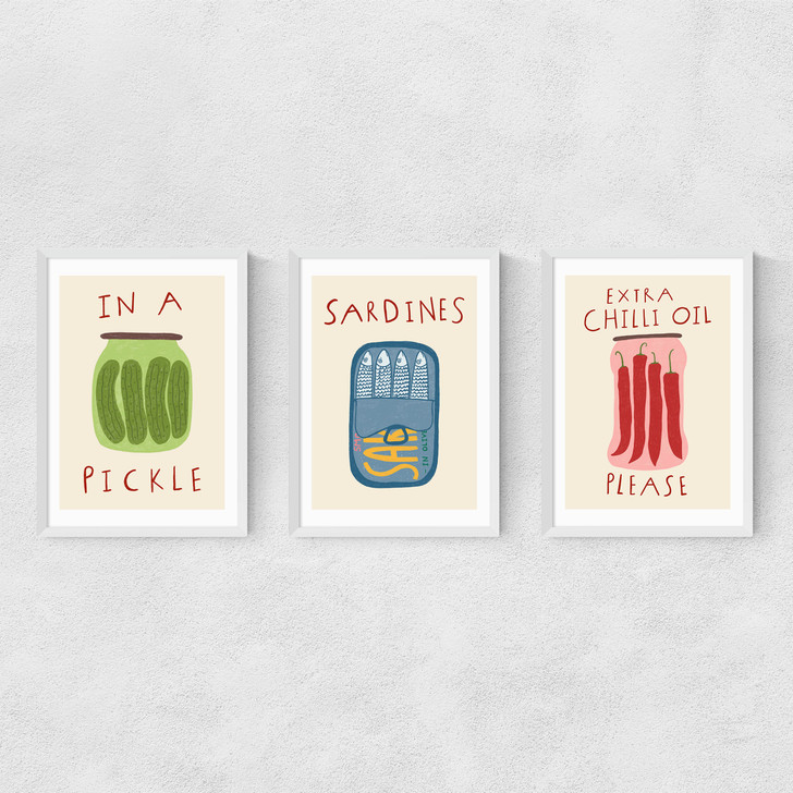 Kitchen Pantry Triptych Narrow White Frame