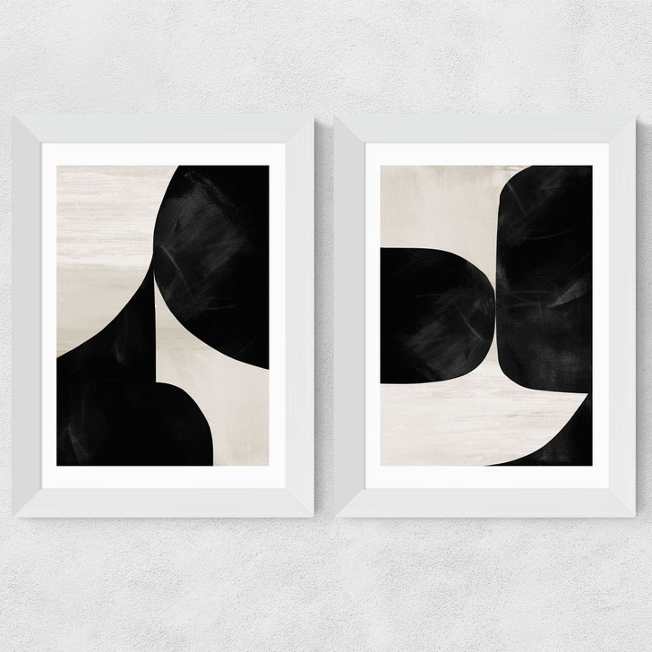 Night Diptych Wide White Frame