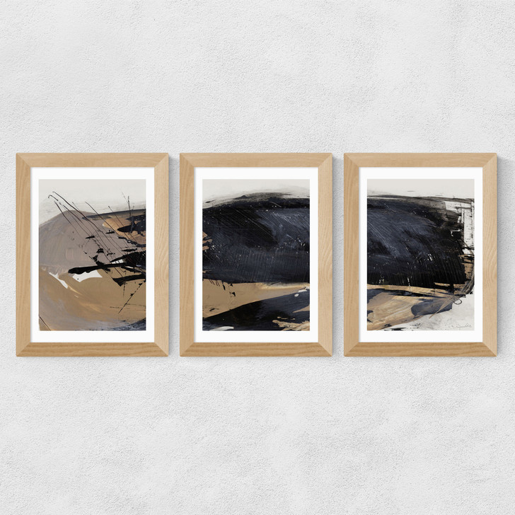 Snap Triptych Wide Oak Frame