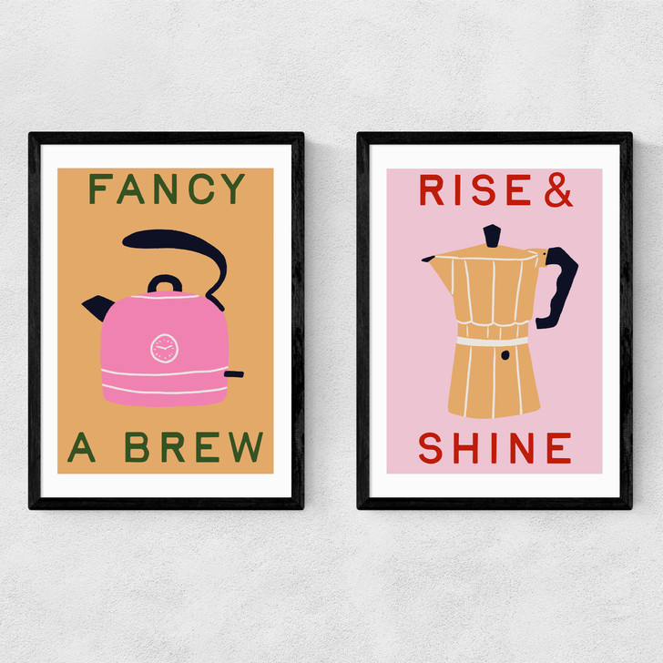Fancy a Brew Diptych Narrow Black Frame