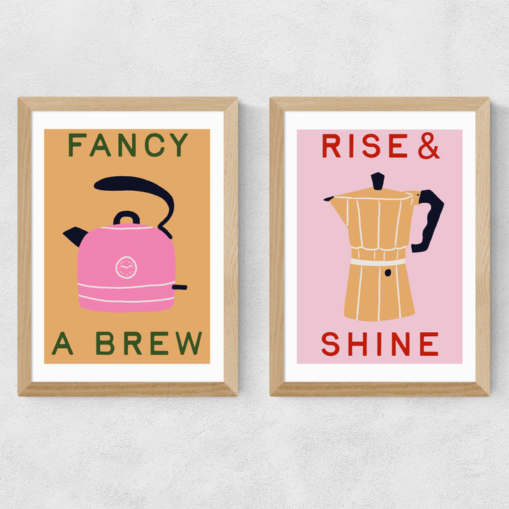 Fancy a Brew Diptych Medium Oak Frame