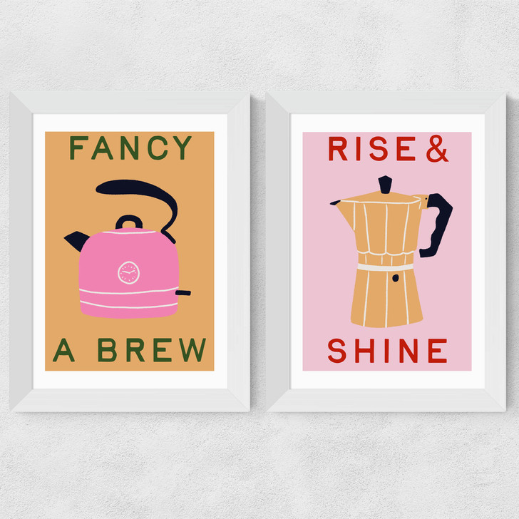 Fancy a Brew Diptych Wide White Frame