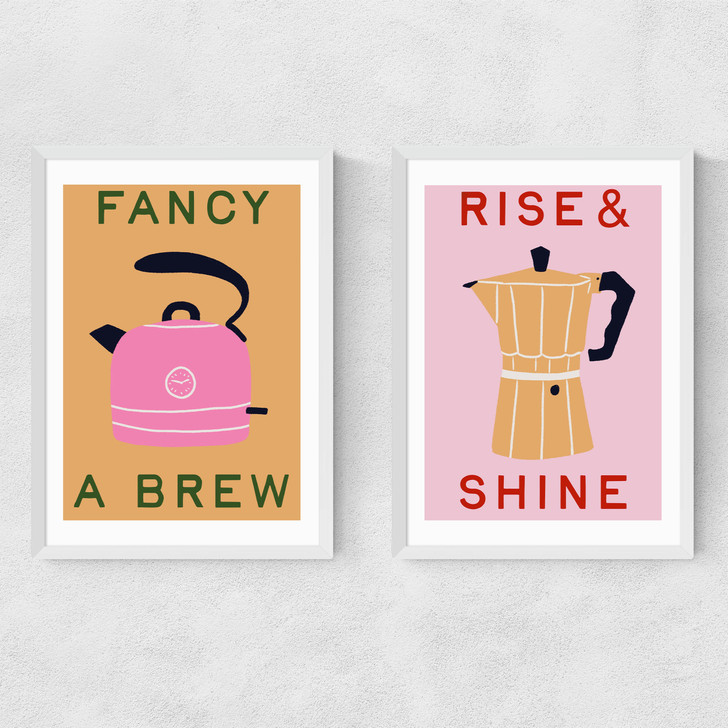 Fancy a Brew Diptych Narrow White Frame