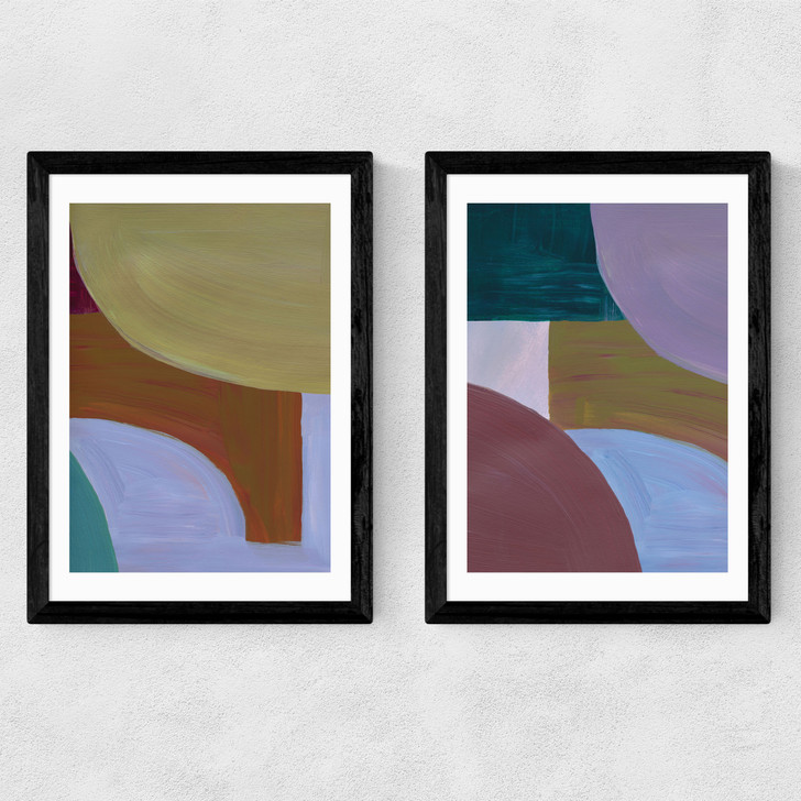 Painted Shapes Diptych Medium Black Frame