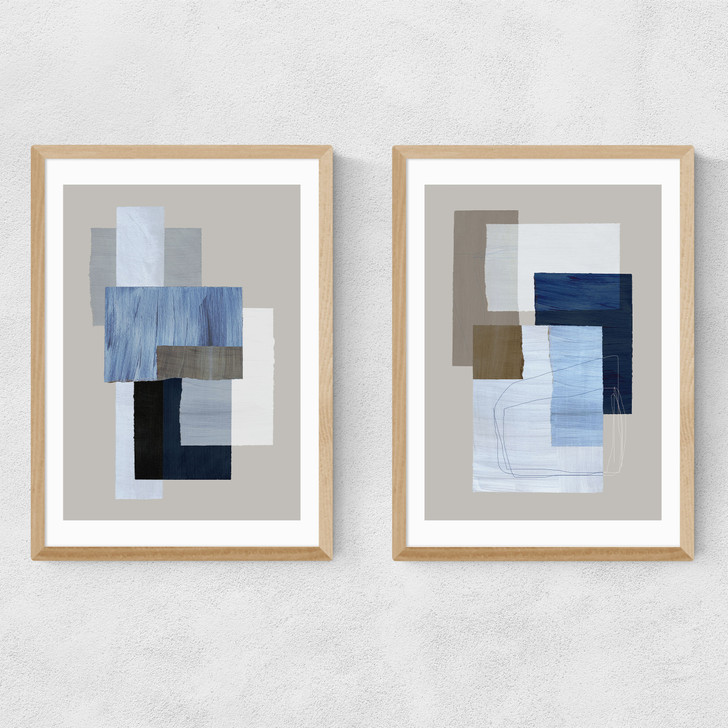 Pieces Diptych Narrow Oak Frame