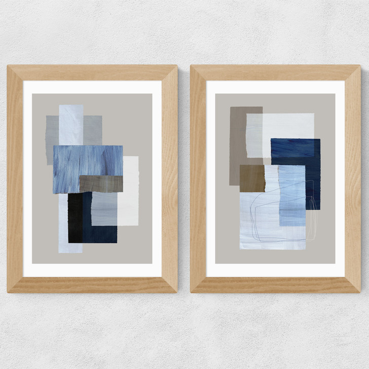 Pieces Diptych Wide Oak Frame