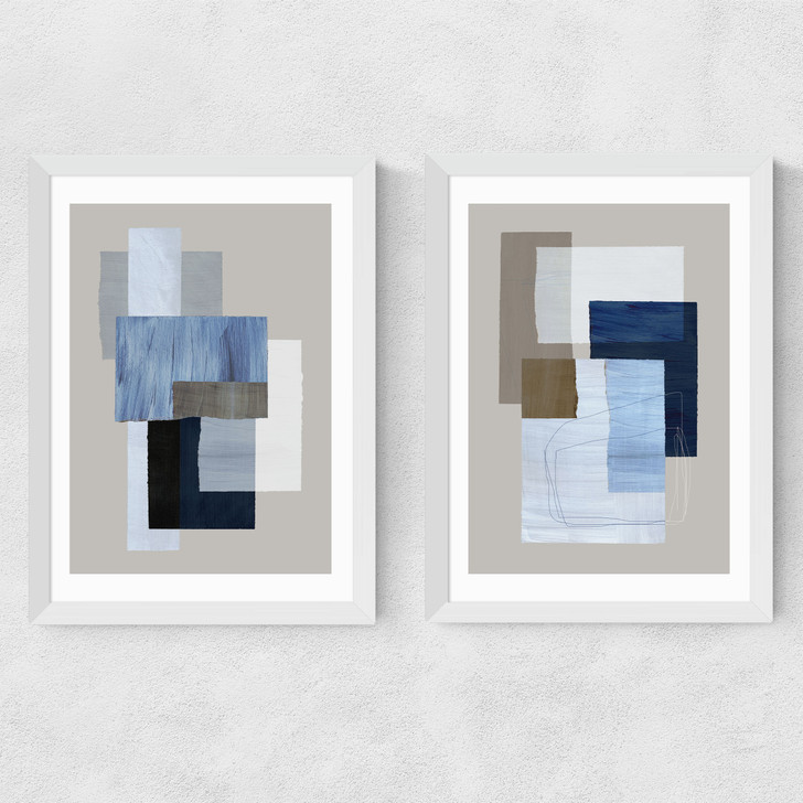 Pieces Diptych Medium White Frame