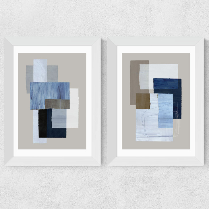 Pieces Diptych Wide White Frame