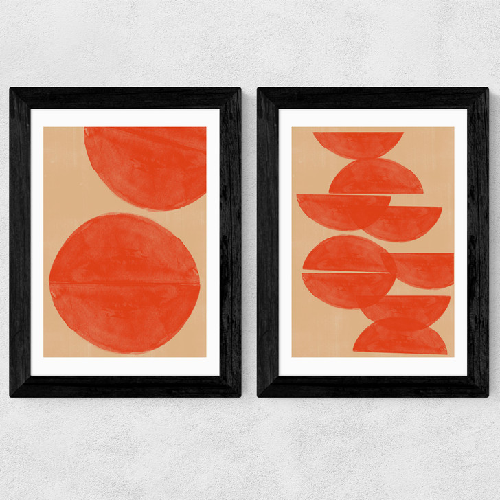 Crimson Diptych Wide Black Frame