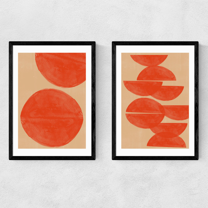 Crimson Diptych Narrow Black Frame