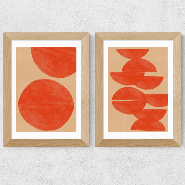 Crimson Diptych Wide Oak Frame
