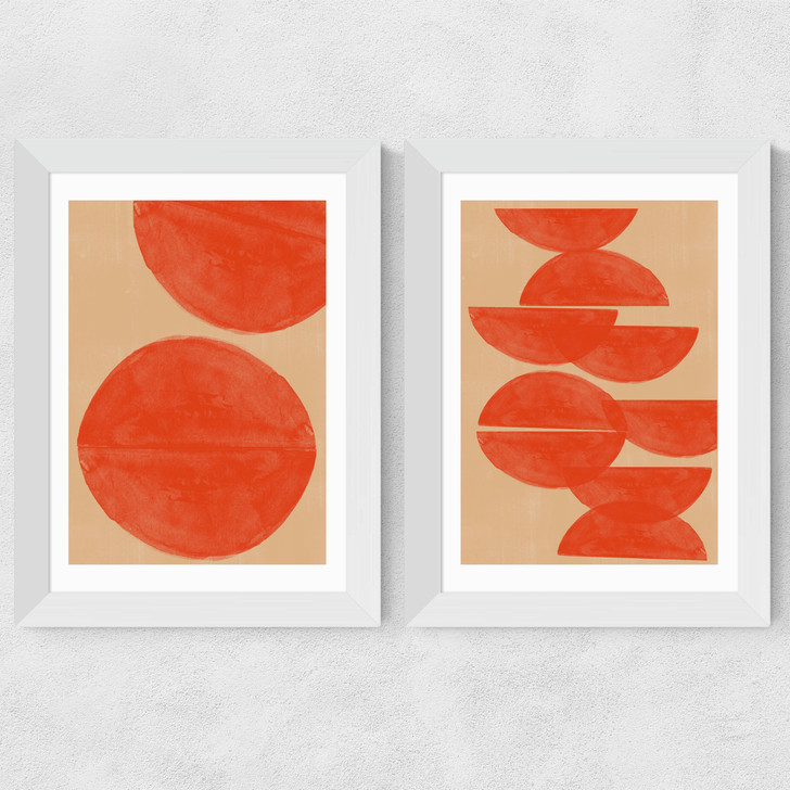Crimson Diptych Wide White Frame