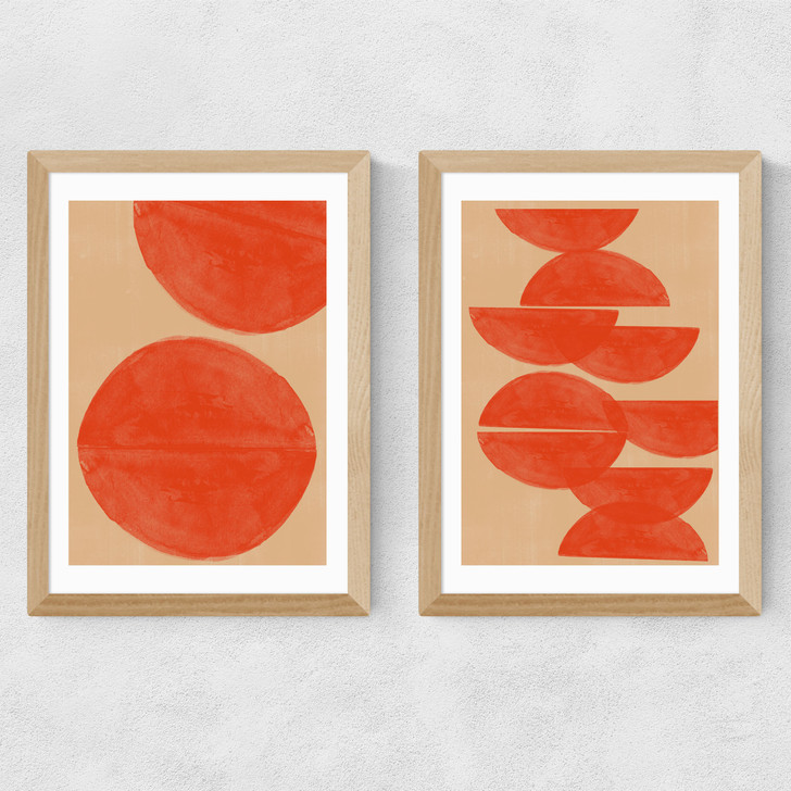 Crimson Diptych Medium Oak Frame